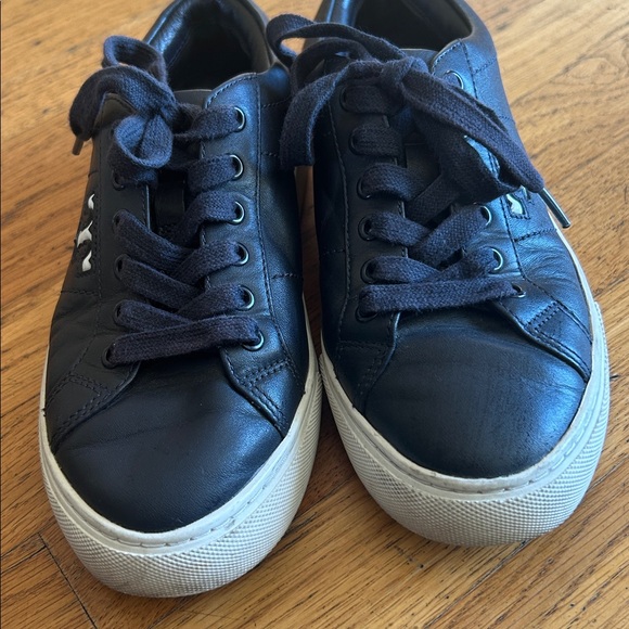 Tory Burch Womens Amalia Nappa Leather Sneakers Size 5 Navy Blue - Picture 7 of 8